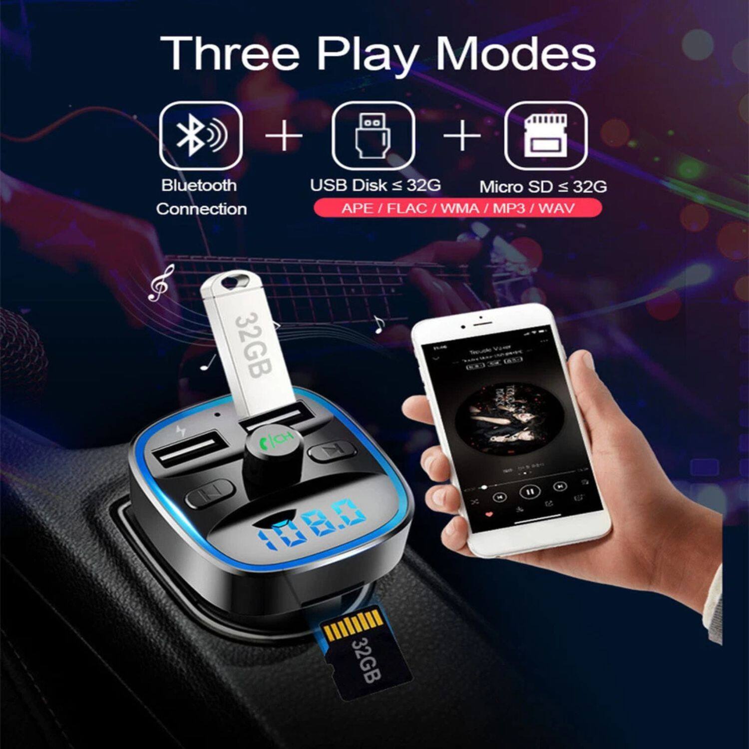 Three Play Modes

Bluetooth Connection + USB Disk ≤ 32G + Micro SD ≤ 32G

APE / FLAC / WMA / MP3 / WAV
