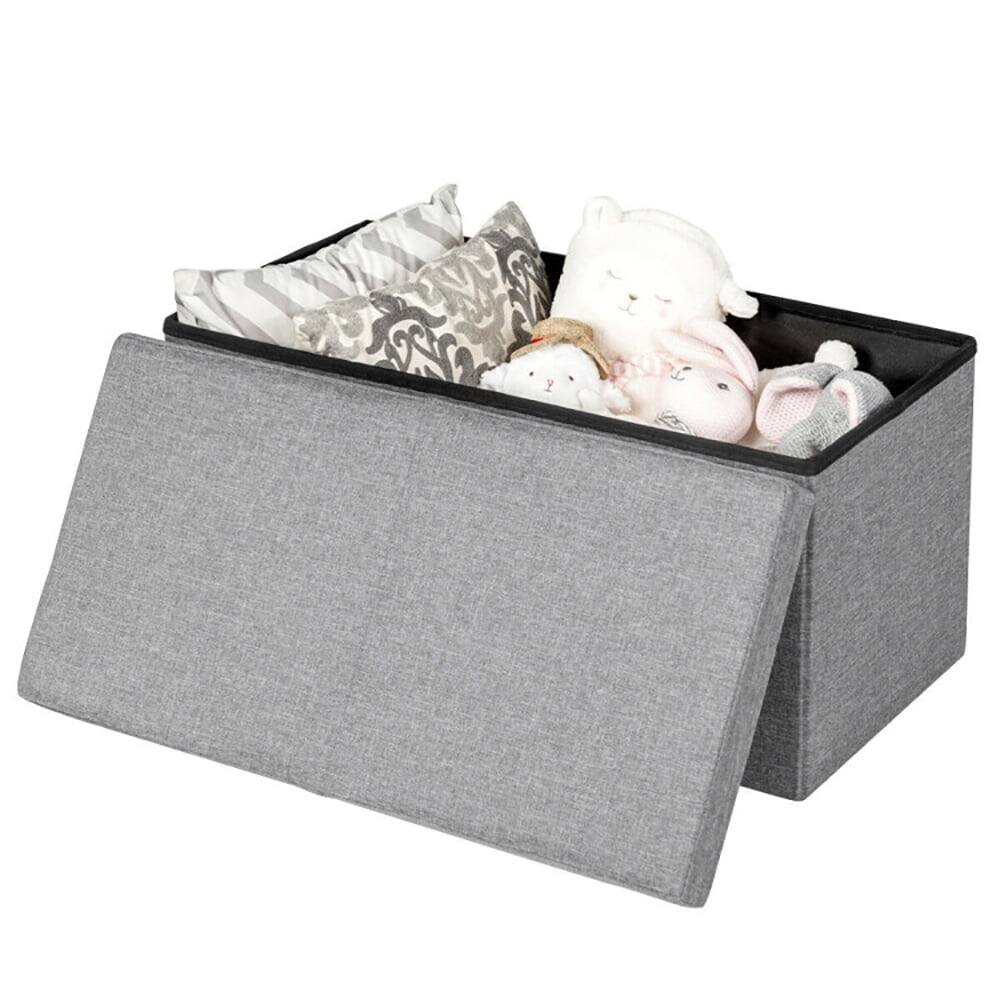 Alt View 2. Kadyn - 30 Inch Folding Storage Ottoman with Lift Top-Light Gray, Folding Footstools,Multi-Functional Ottoman for Entryway - Gray.