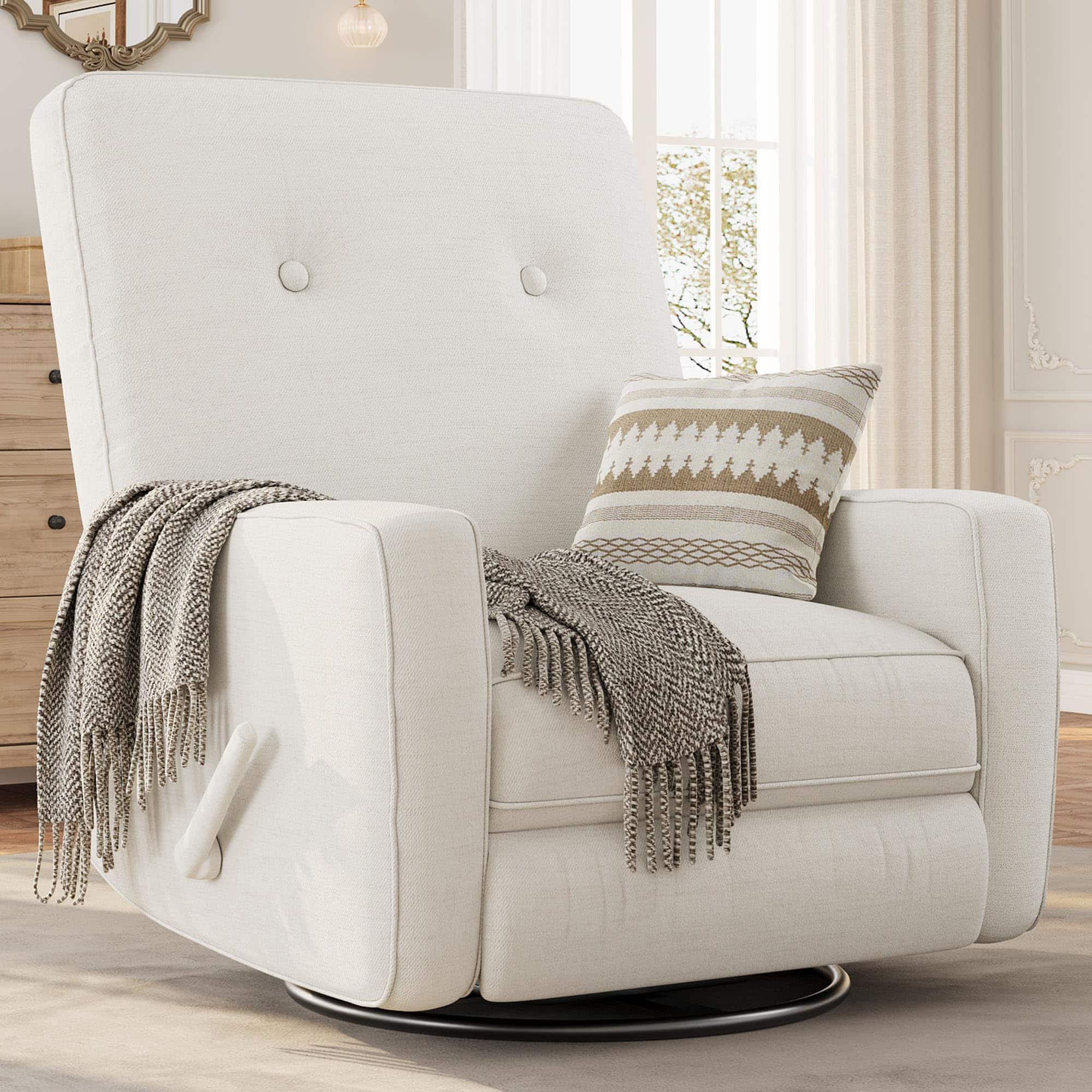 Homhougo - Recliner Chairs,Swivel Rocker Recline,Glider Recliner Chair, Recliner Chair for Adults,360°Swivel Glider Rocking Chair - Beige