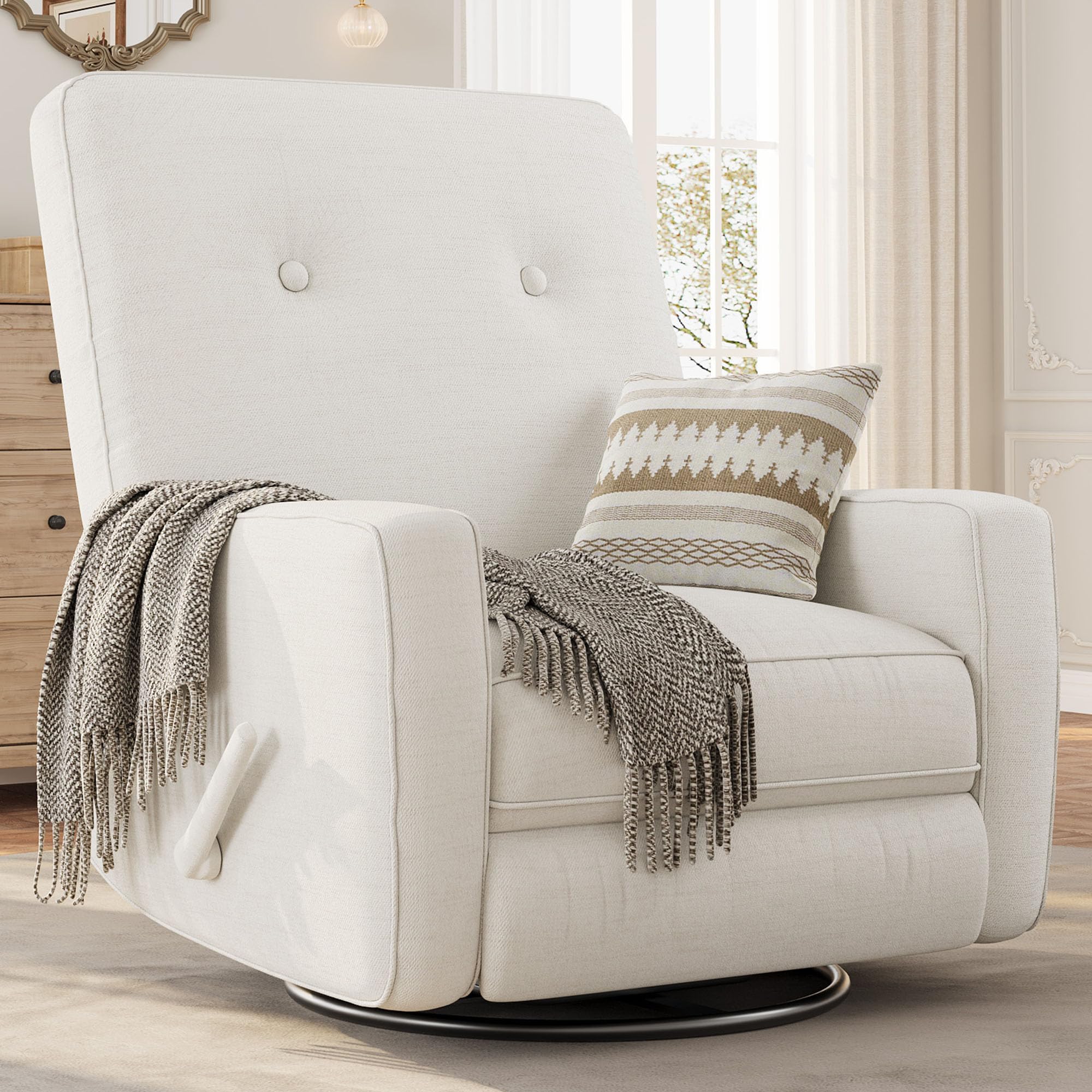 Front. Homhougo - Recliner Chairs,Swivel Rocker Recline,Glider Recliner Chair, Recliner Chair for Adults,360°Swivel Glider Rocking Chair - Beige.