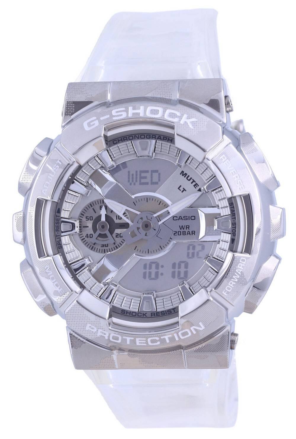G-SHOCK CHRONOGRAPH  
READJUST  
WED LT  
MUTE REVERSE  
F I START 50  
CASIO RESET - WR STOP 20  
L 20BAR 40 SPLIT U 50  
K FORWARD MODE  
SHOCK RESIST PROTECTION