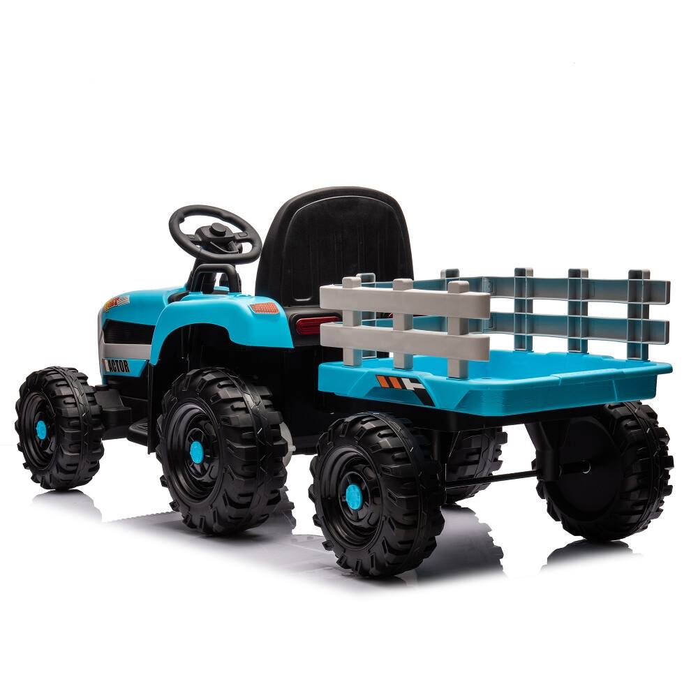 Alt View 7. Ropilly - Ropilly 24V battery powered ride on tractor with Trailer Blue.