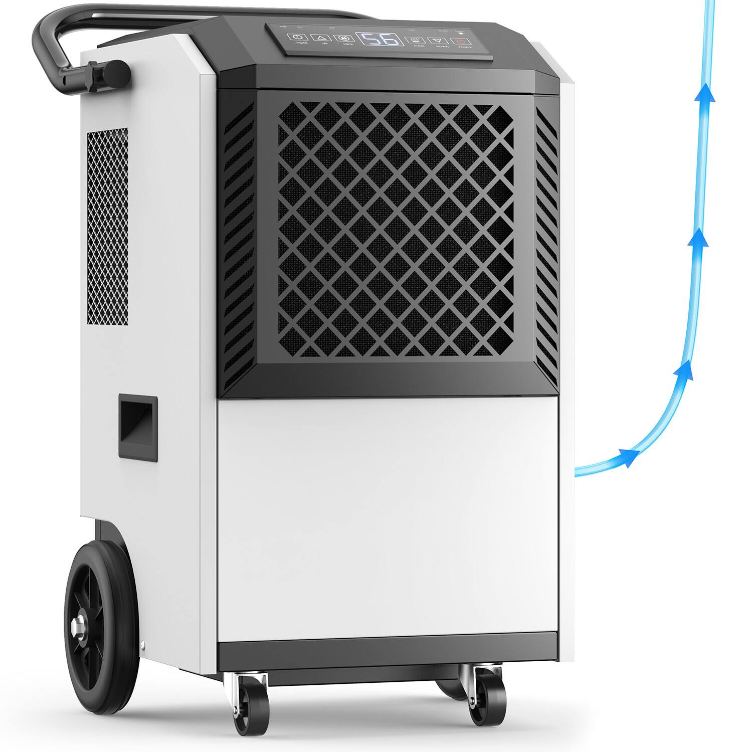 Left. BEARSOLIM - Commercial Dehumidifier with Built-in Pump White 160 Pint Industrial Dehumidifier 7500 Sq Ft Large Dehumidifier - white.