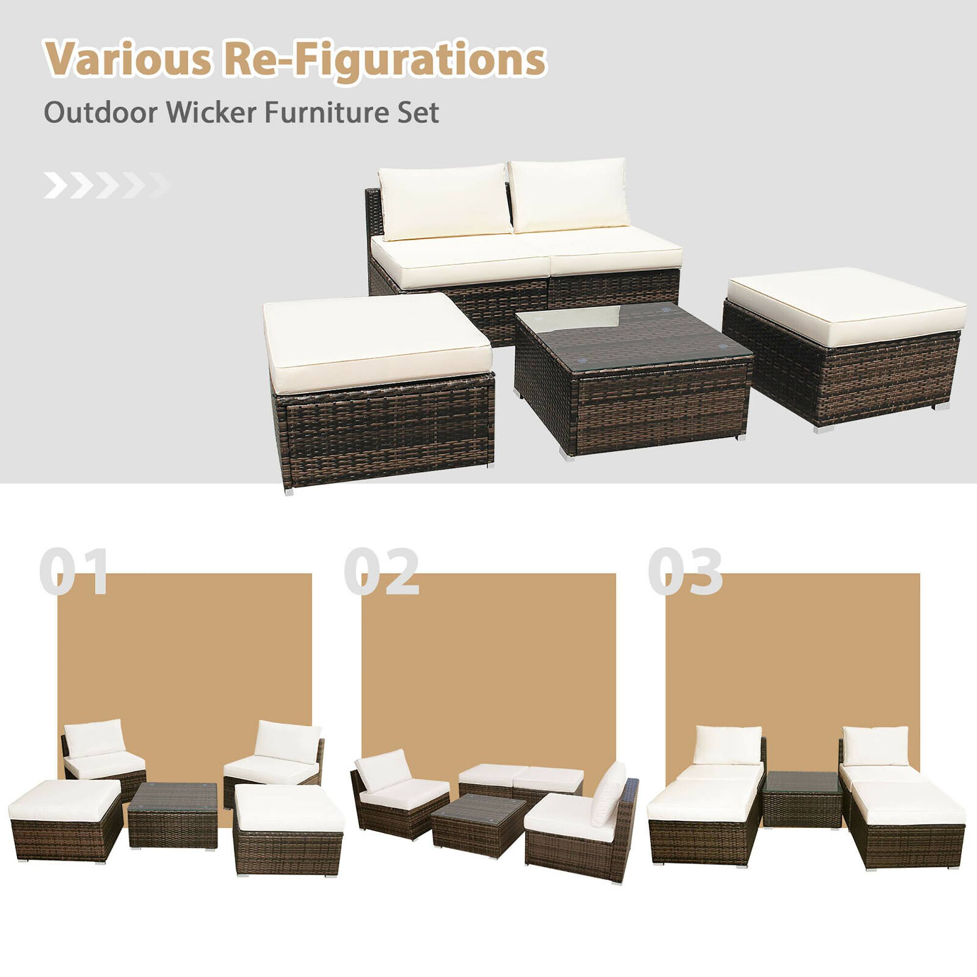 Various Re-Figurations Outdoor Wicker Furniture Set 01 02 03