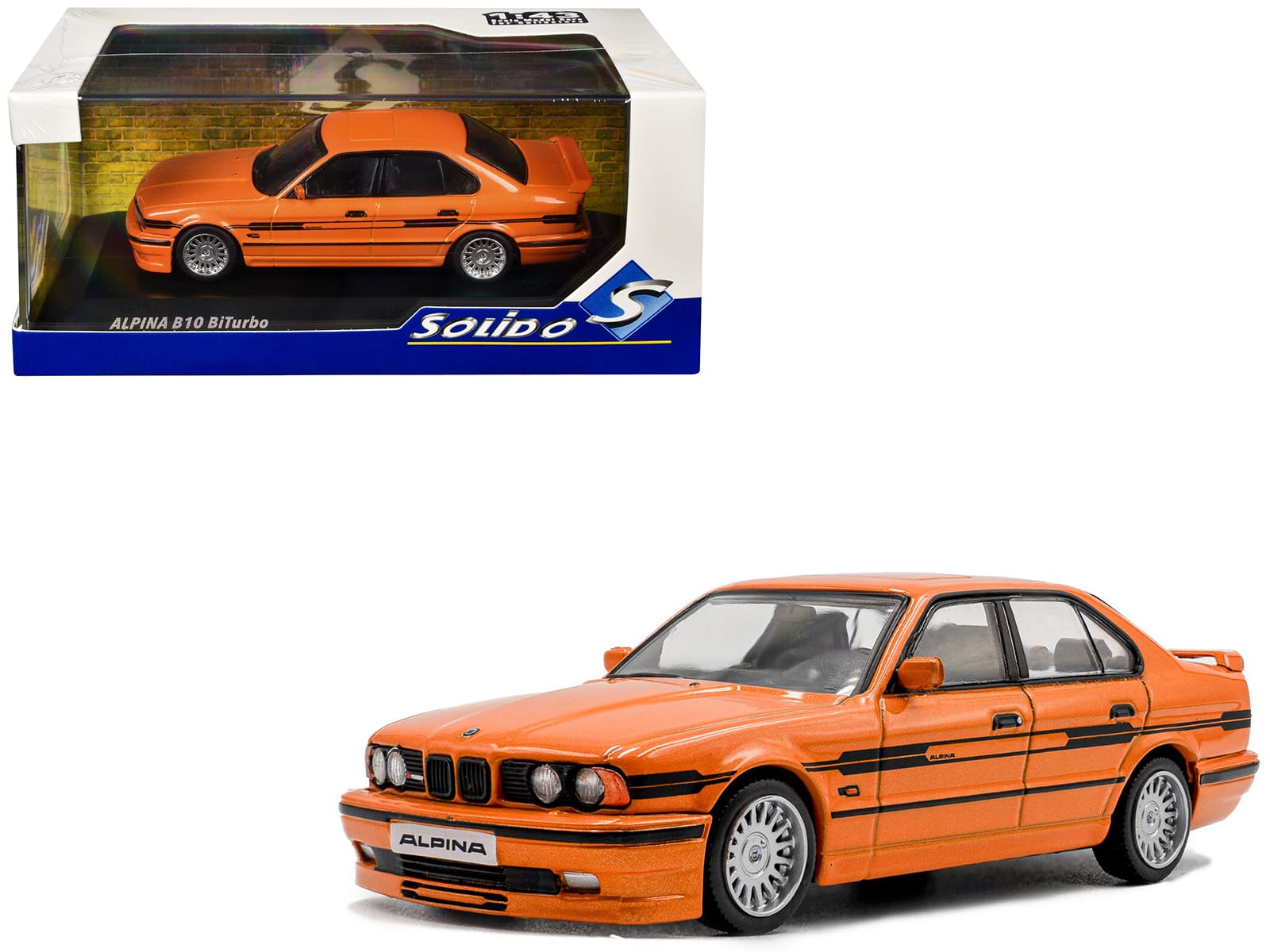1994 BMW E34 Alpina B10 BiTurbo Orange Metallic with Black Stripes 1/43 Diecast Model Car by Solido price history on PriceWatchPro