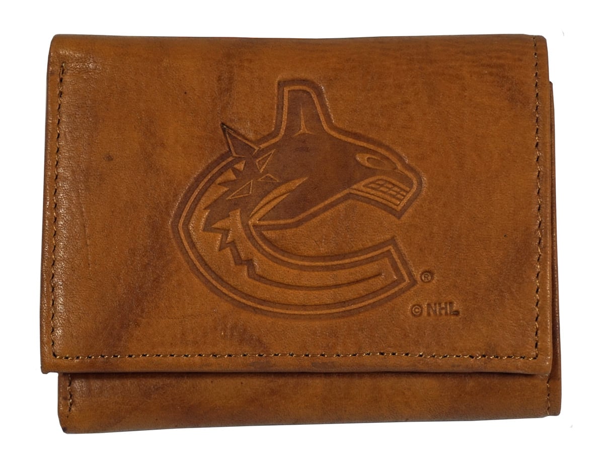 Rico Industries - Vancouver Canucks Brown Leather Embossed Trifold Wallet - Multi