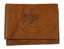 Rico Industries - Vancouver Canucks Brown Leather Embossed Trifold Wallet - Multi