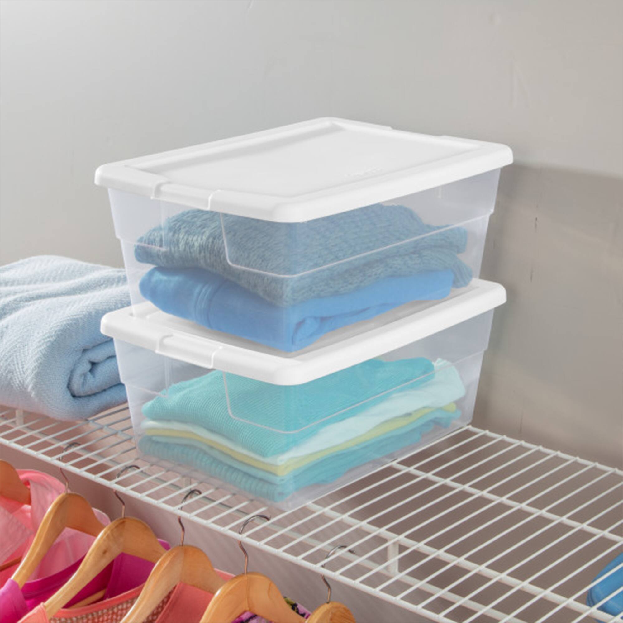 Alt View 5. Sterilite - Sterilite 16 Qt Clear Storage Tote, 12 Pack, & 6 Qt Clear Storage Tote, 12 Pack - Clear.