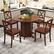 Back. Costway - 42" Wooden Kitchen Table Round Dining Table with Pedestal Base for 4-6 People - Brown.