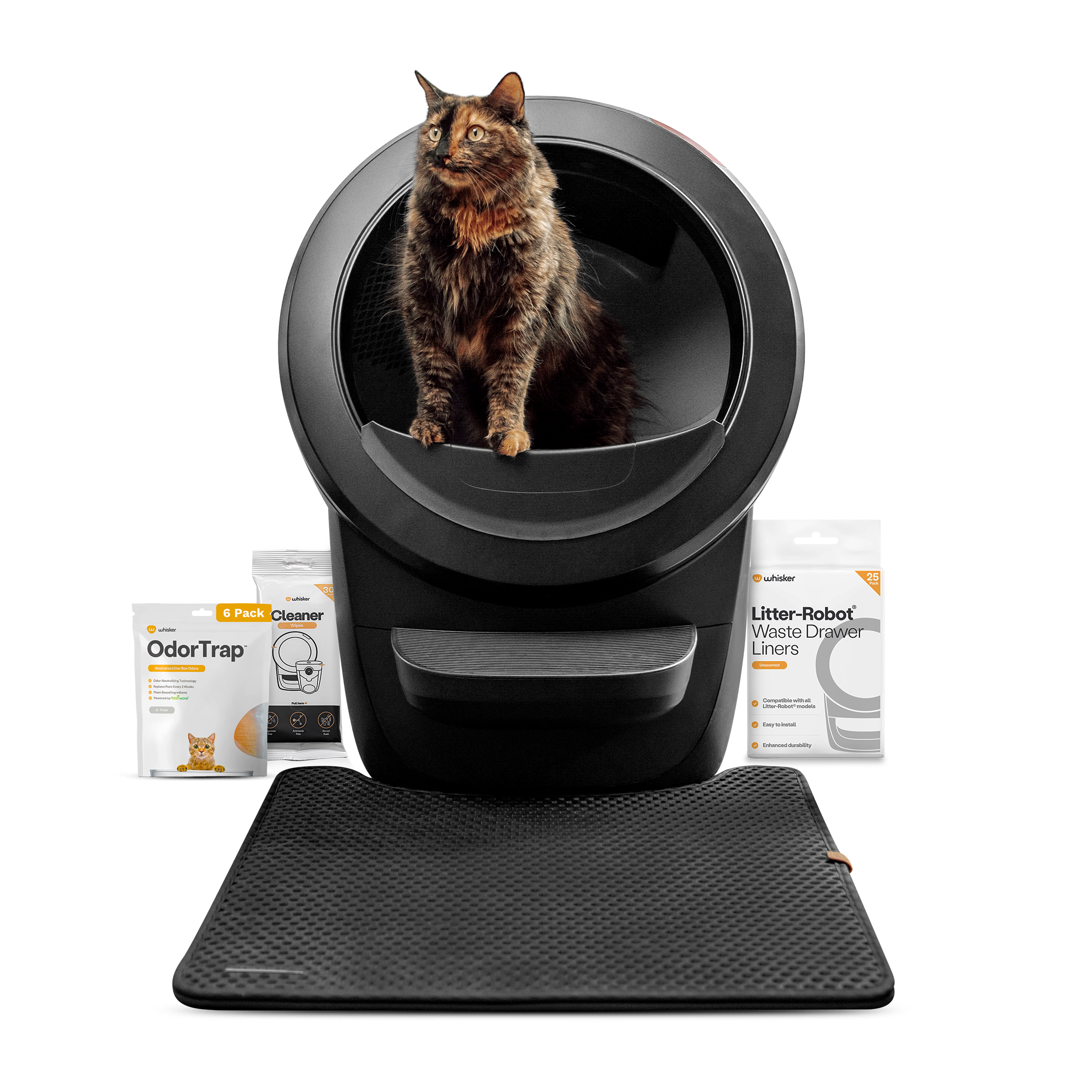 Whisker - Litter-Robot® 4 Smart App-Controlled Self-Cleaning Litter Box Core Accessories Bundle - Black