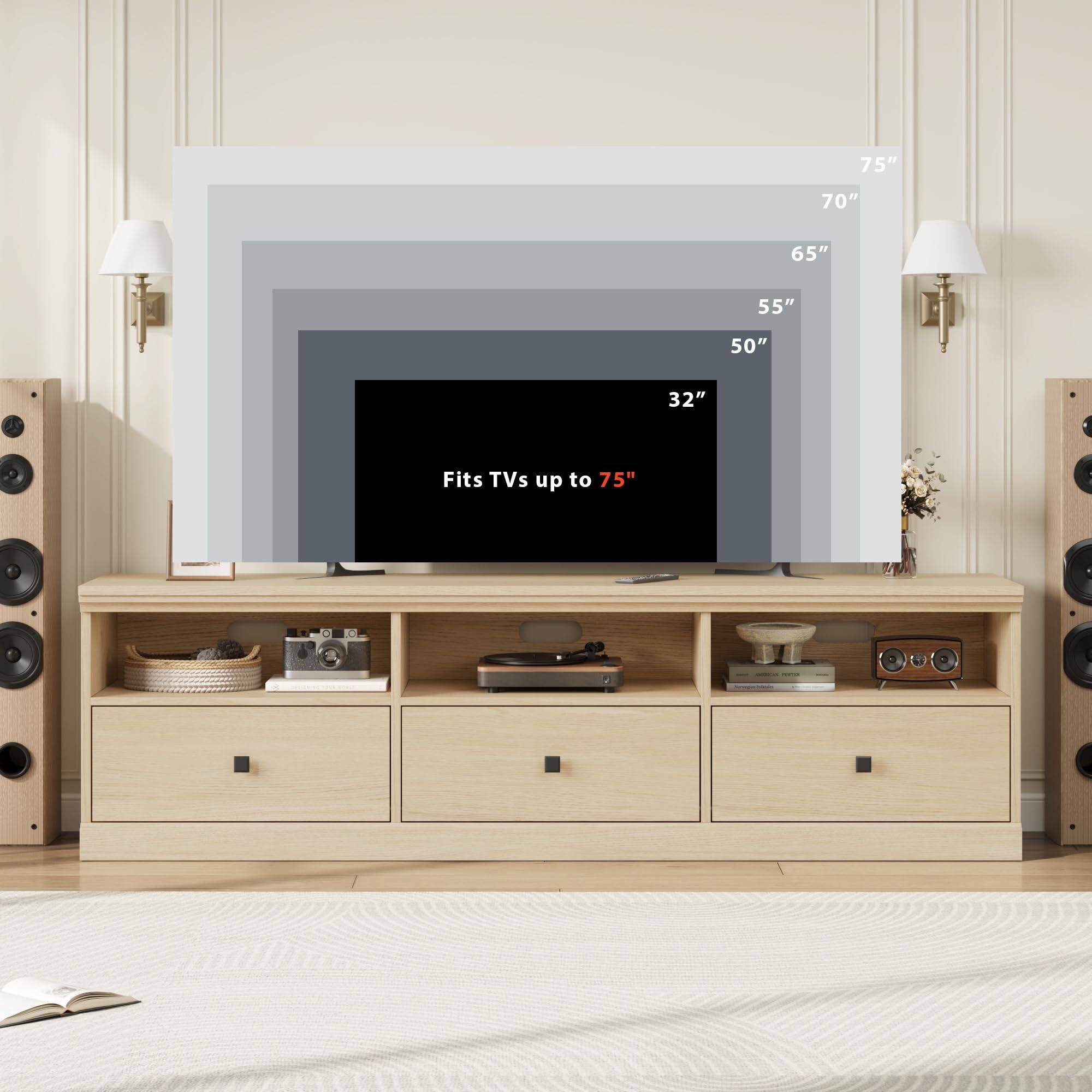 75" 70" 65" 55" 50" 32" Fits TVs up to 75"