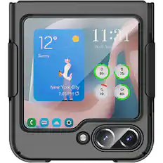Front. SaharaCase - Anti-Slip Slim with Belt Clip Case for Samsung Galaxy Z Flip5 - Black.