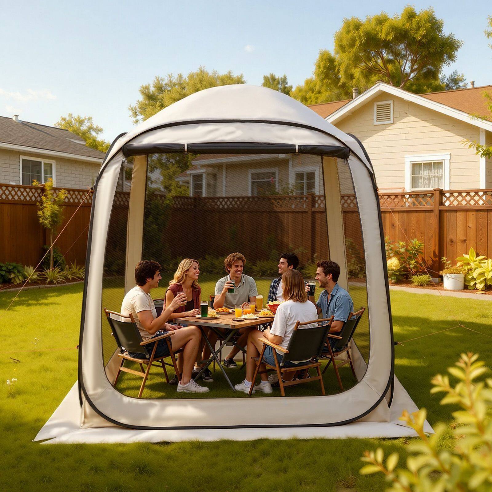 Angle. Loheer - Loheer Screen House Tent 6x6 Pop Up Screen Tent Screened in Canopy - Beige.