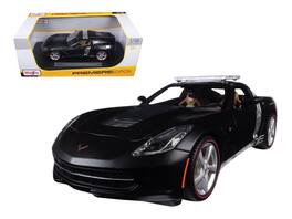 2014 Chevrolet Corvette C7 Stingray Police Matt Black 1/18 Diecast Model Car by Maisto - Matte Black