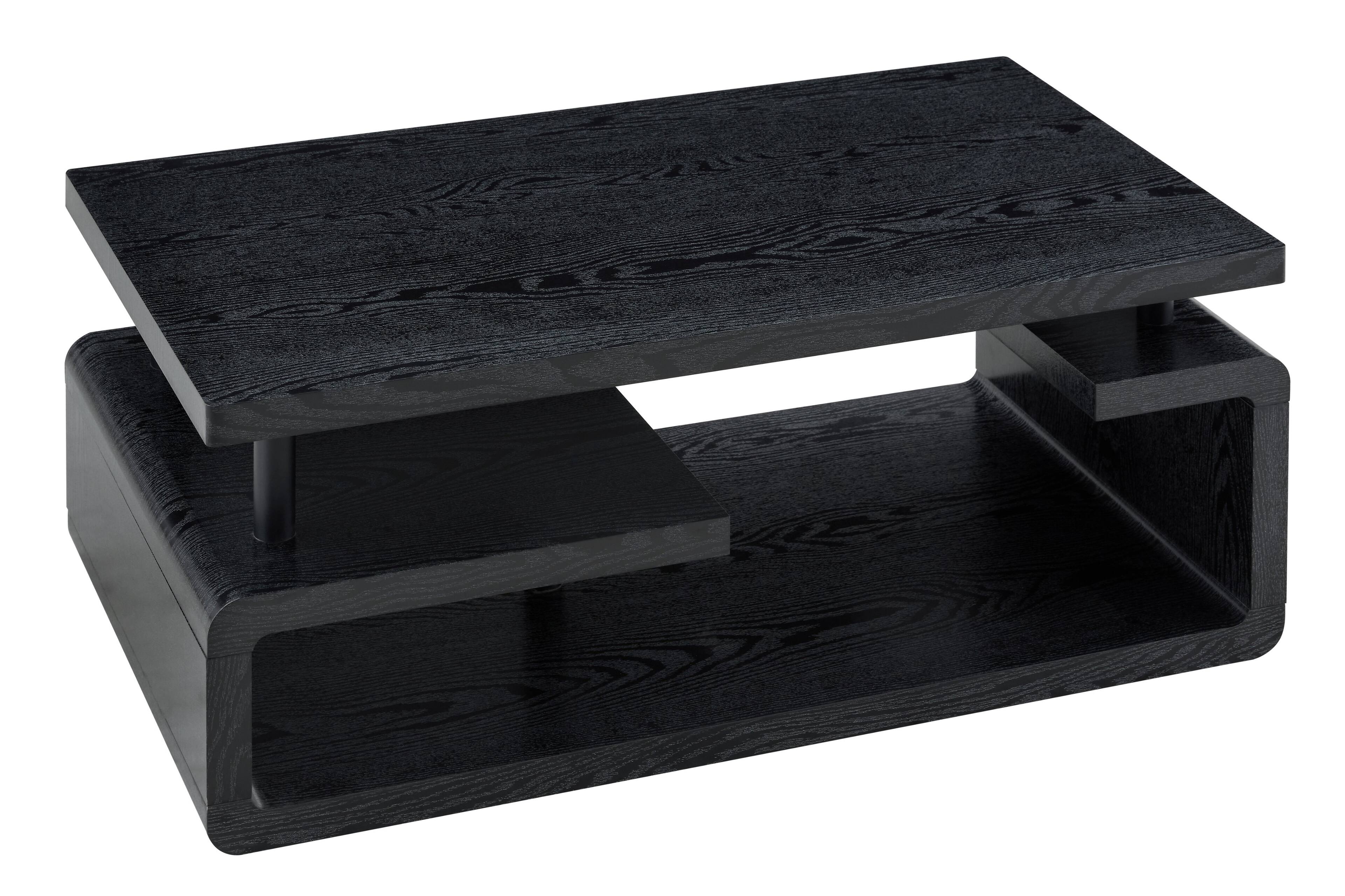 Alt View 8. Loheer - Loheer- Three Tier Black Wood Grain Coffee Table Modern Storage Center Table for Living Room Office 3.6x1.9x1.5 ft - Black Woodgrain.