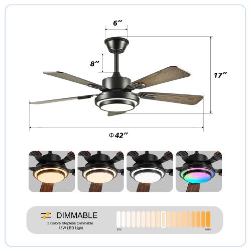 6" 8" 17" 42" DIMMABLE 3 Colors Stepless Dimmable 15W LED Light 20% 100%