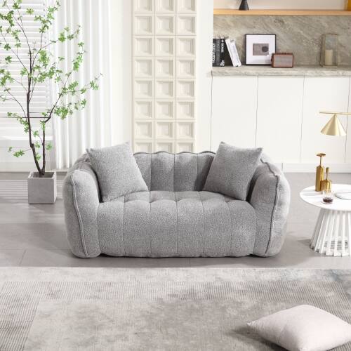 Angle. GOODSILO - Premium Two-Person Square Recliner Sofa with High Resilience Foam Core for Ultimate Comfort and Relaxation - Grey.