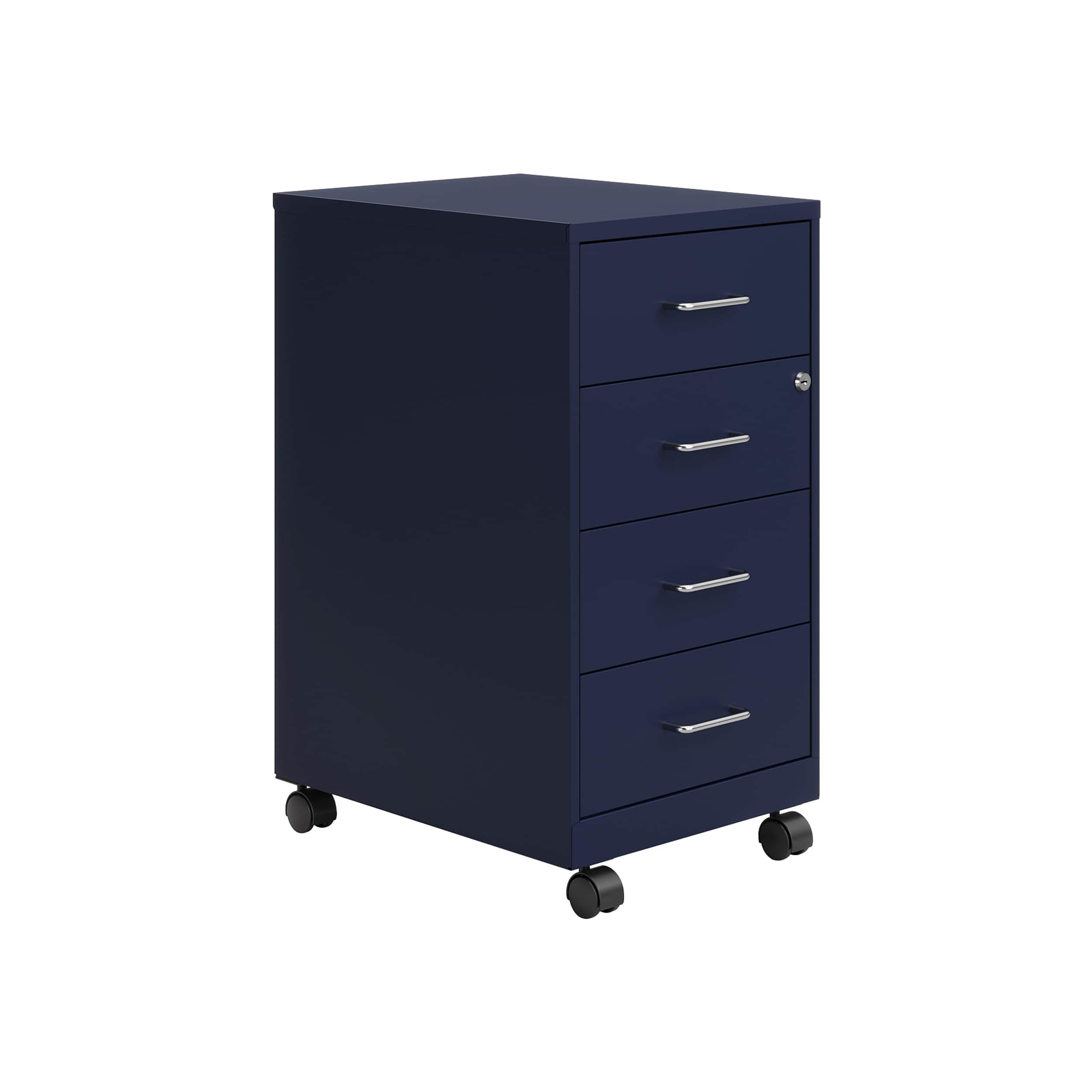 "Space Solutions - 18"" Deep 4 Drawer Metal Mobile Organizer, 4 Box Drawers, Locking - Navy" price history on PriceWatchPro