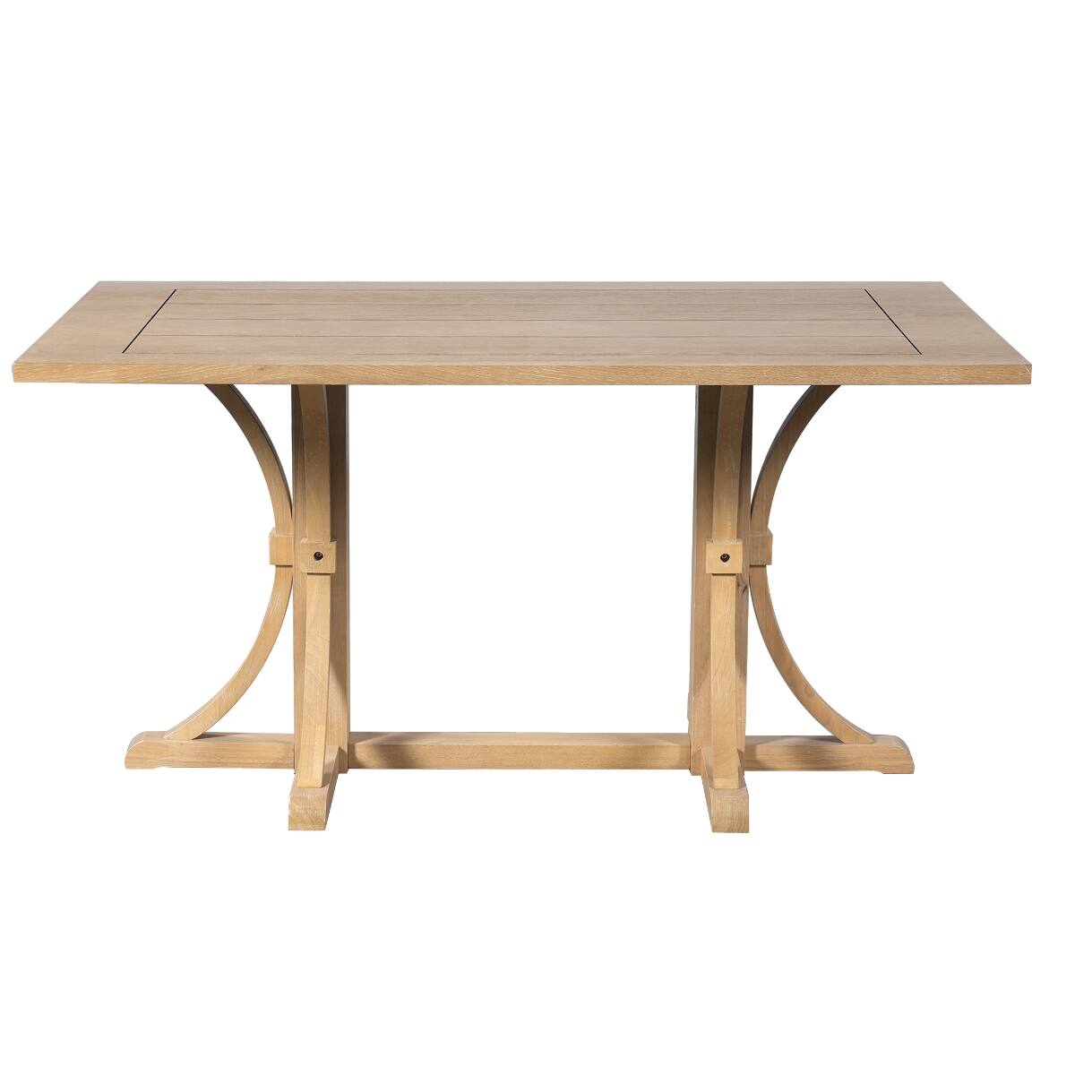 Back. Loheer - Loheer 60 inch dining table Rustic Farmhouse Dining Table for 6 with Trestle Base and Oak Finish - Natural Wood Wash.