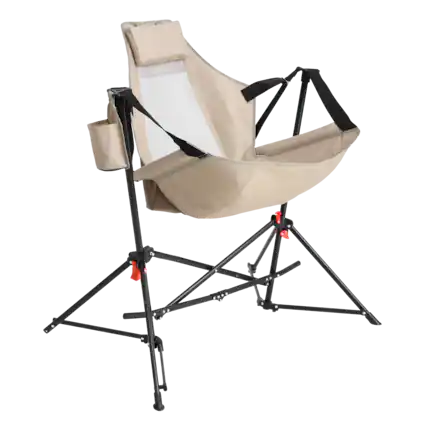 Front. APRILSOUL - Portable Hammock Camping Chair with Pillow Cup Holder for Outdoor Travel Lawn Backyard KHAKI - khaki.