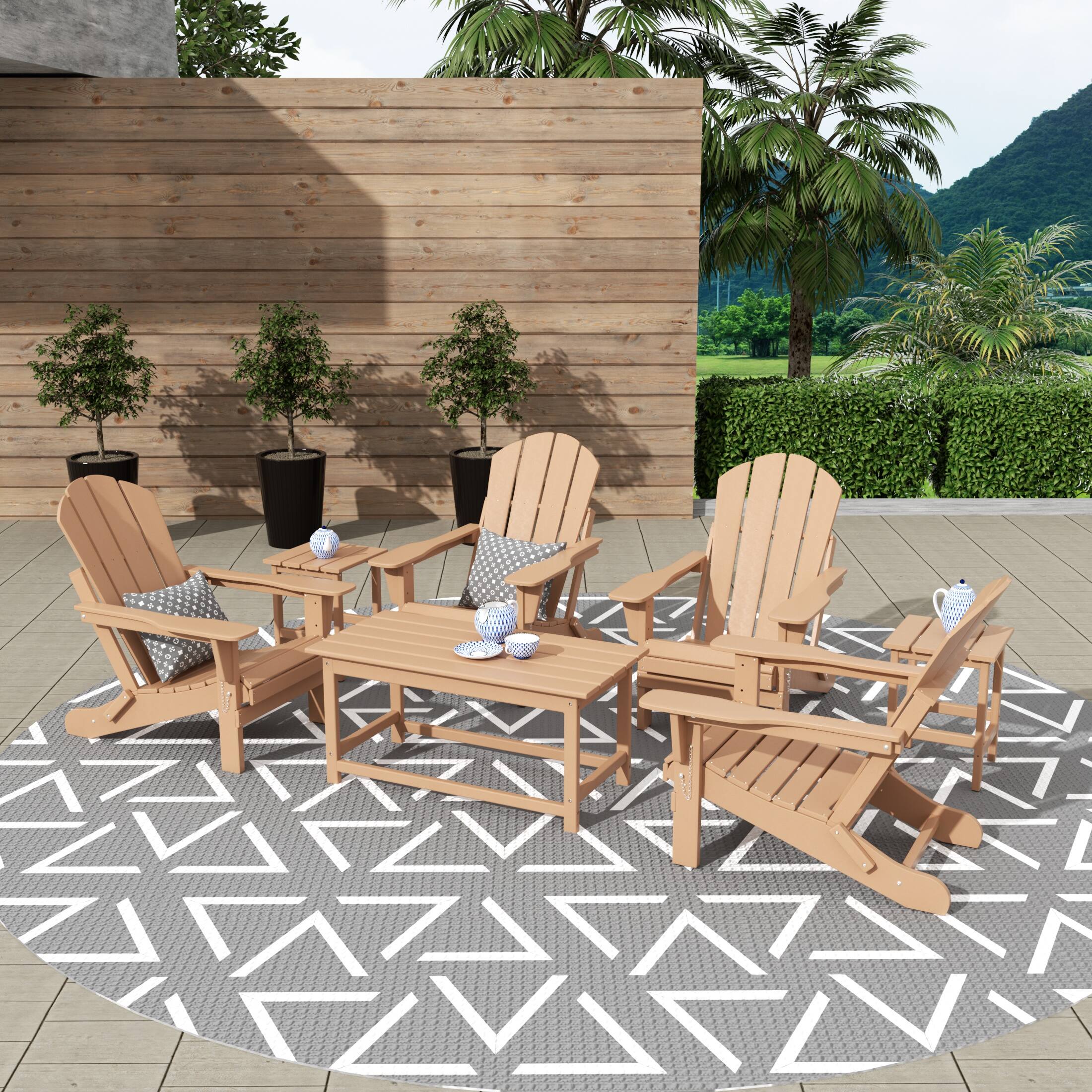 Angle. WestinTrends - WestinTrends Malibu 7-Piece set Outdoor / Patio Adirondack chairs with a Coffee and t side tables ( 4 seater ) - Teak.