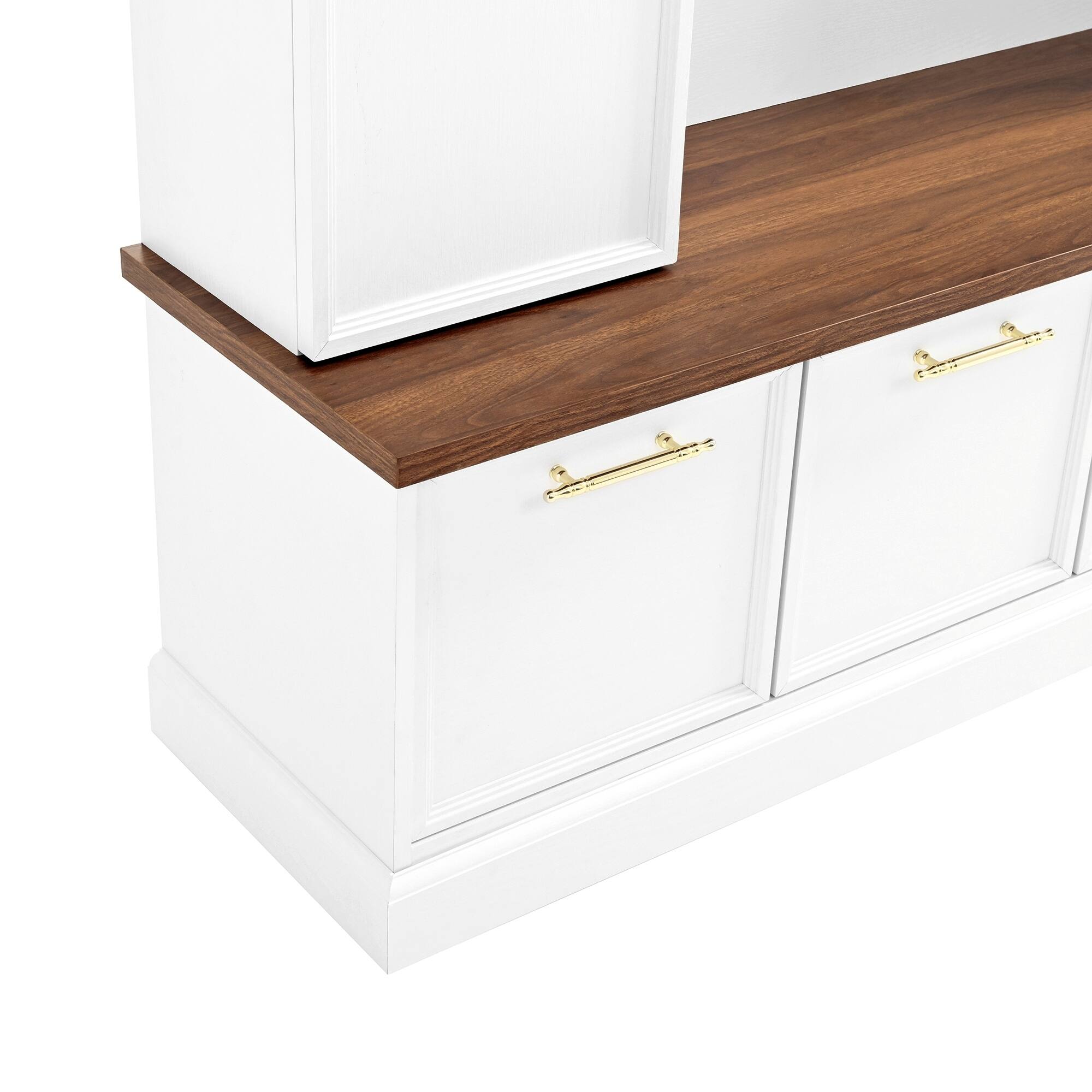 Alt View 1. Whisen - 4-in-1 Hall Tree,Entryway Coat Rack with Storage Bench,Shoe Cabinet,Handles and Adjustable Shelves - White.
