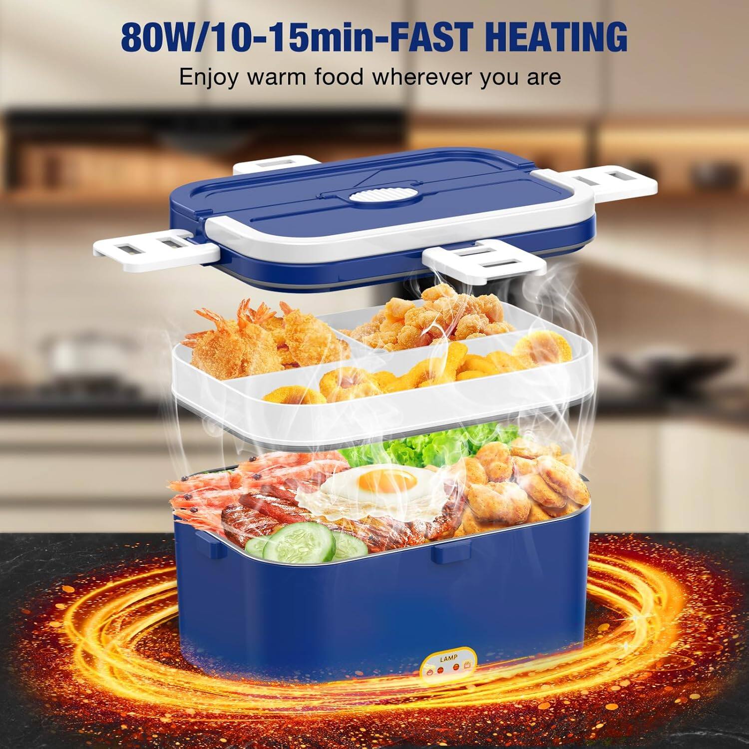 80W/10-15min-FAST HEATING  
Enjoy warm food wherever you are