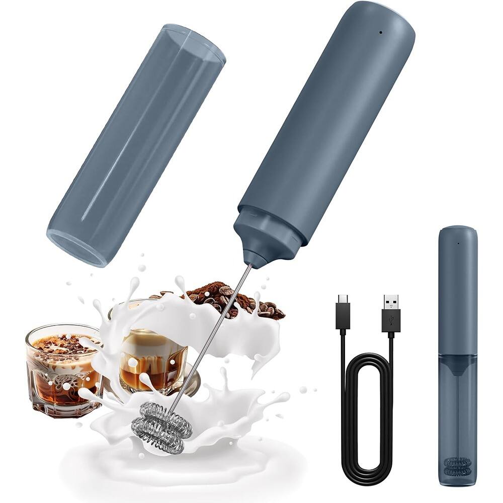 Front. ACJPR - Rechargeable Milk Frother with Dual Ring Whisk for Coffee, Matcha, and Lattes - Rechargeable/Blue.