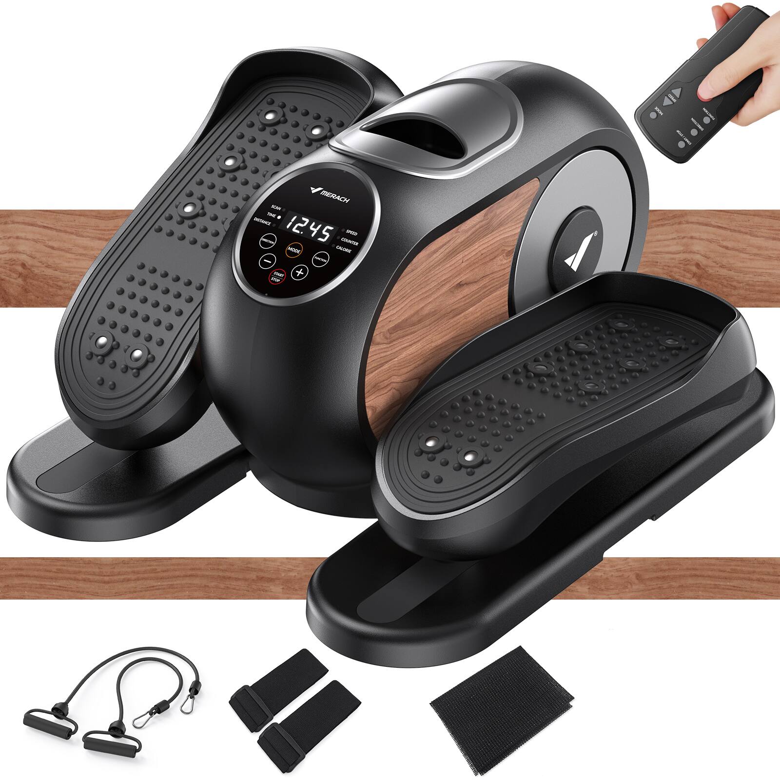 Angle. MERACH - MERACH E32 Under Desk Elliptical Machine Leg Exerciser Home Non-Slip Pad 12 level - Black.