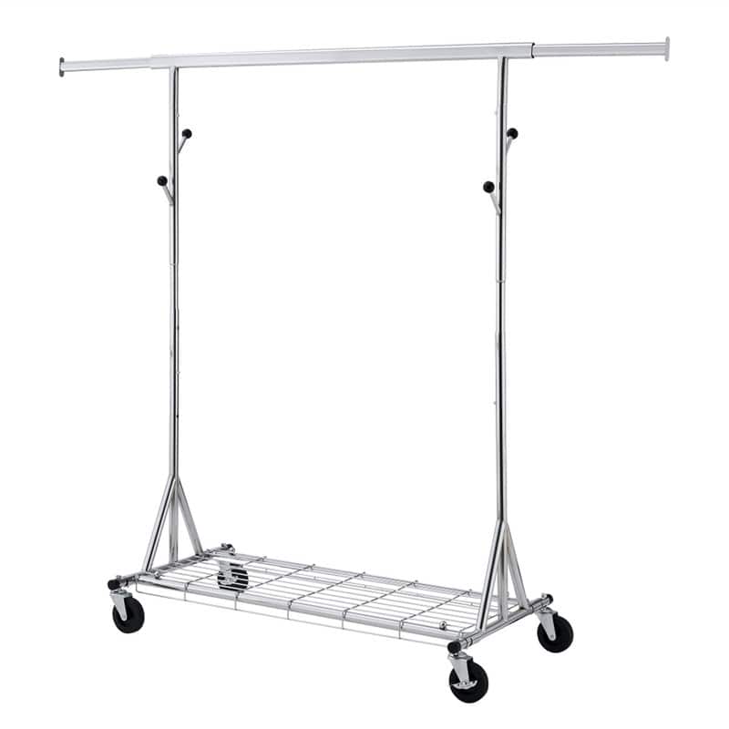 ALEXOUN - Heavy Duty Clothes Rack - 600 LBS Capacity,Rolling Rack for Hanging Clothes, Collapsible and Portable Design with Wheels - Silver