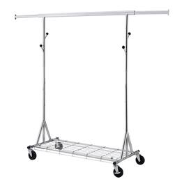 ALEXOUN - Heavy Duty Clothes Rack - 600 LBS Capacity,Rolling Rack for Hanging Clothes, Collapsible and Portable Design with Wheels - Silver