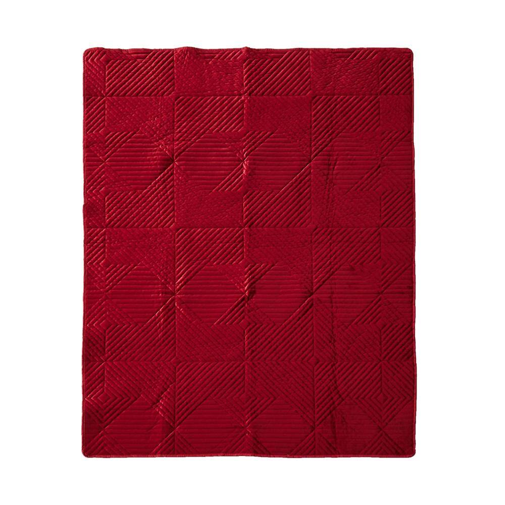 Alt View 1. Greenland Home Fashions - Greenland Home Fashion Riviera Velvet Ultra Soft High-Quality Throw Blanket Standard Red - Red.