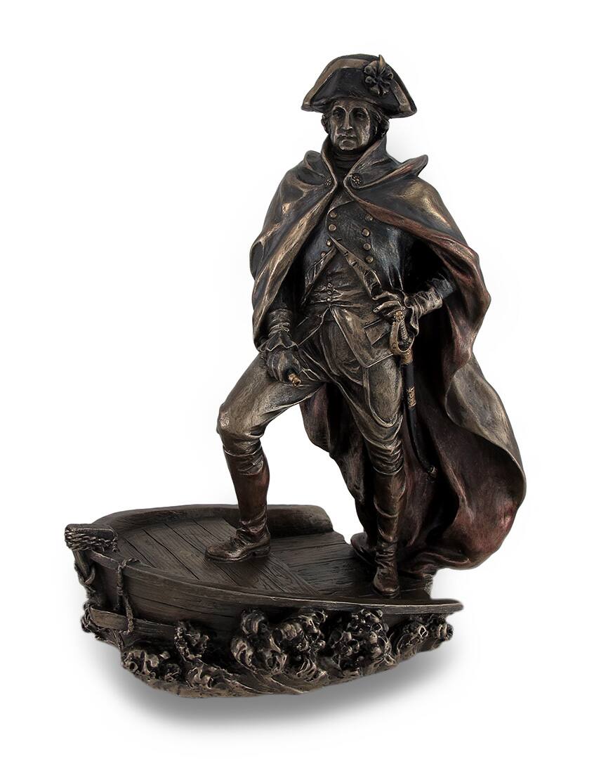 Front. Veronese Design - Bronze Finish George Washington Delaware Crossing Statue - Bronze.