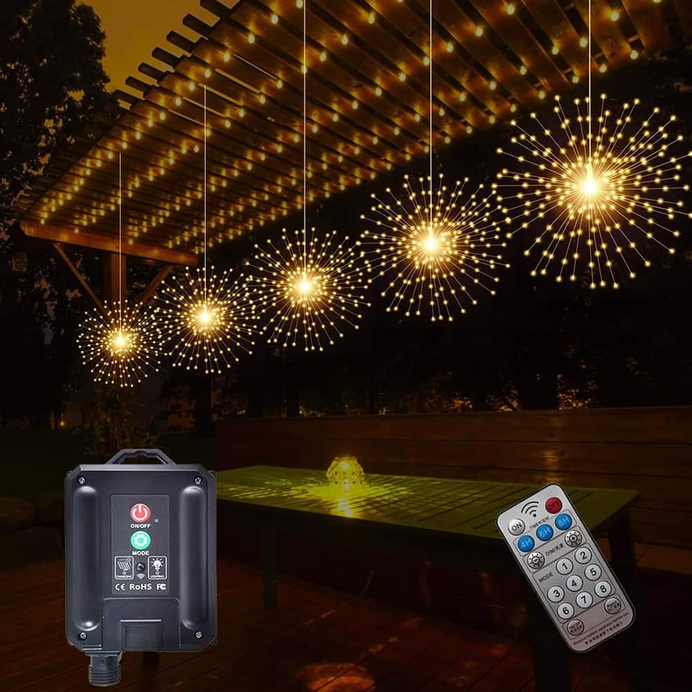 RTMB - 5-Pack 1000-LED Solar Starburst Sphere Lights, Outdoor - Warm White