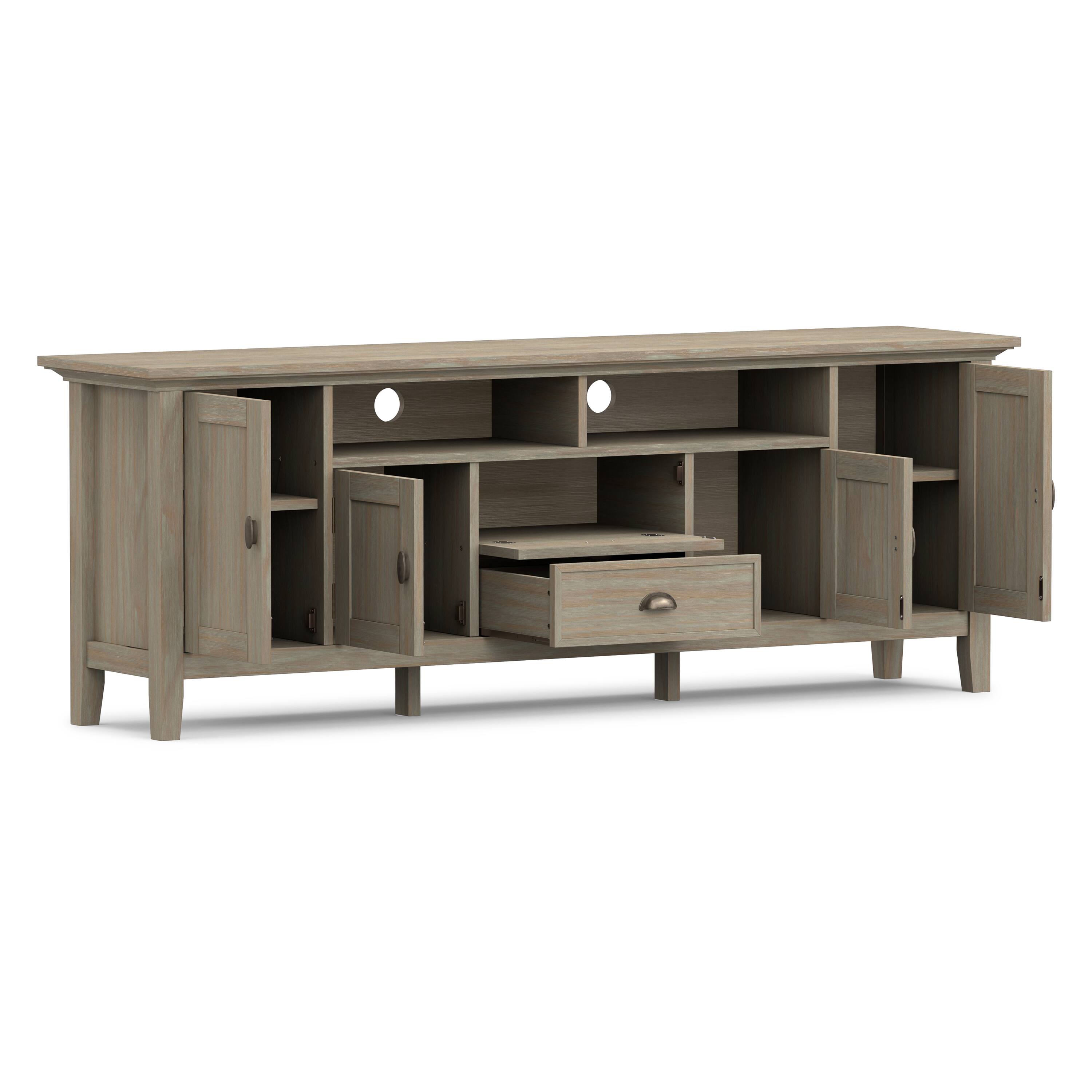 Back. Simpli Home - Redmond SOLID WOOD 72 inch Wide Transitional TV Media Stand in Distressed Grey For TVs up to 80 inches - Distressed Gray.
