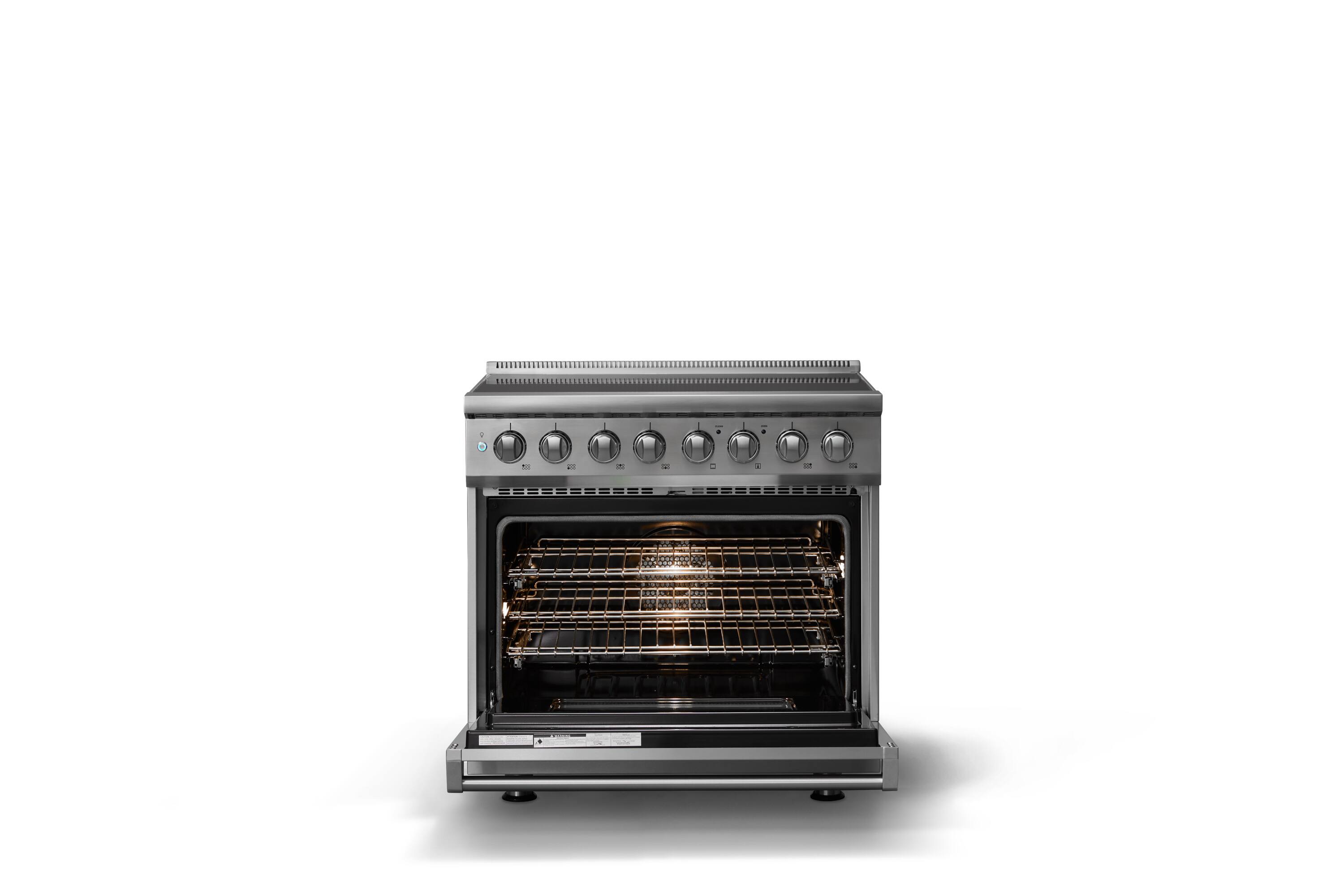 Alt View 2. Viking - 36"W. 5.6 Cu.Ft. Pro5S 6 Element Freestanding Electric Induction Convection Range - Stainless Steel - Stainless Steel.