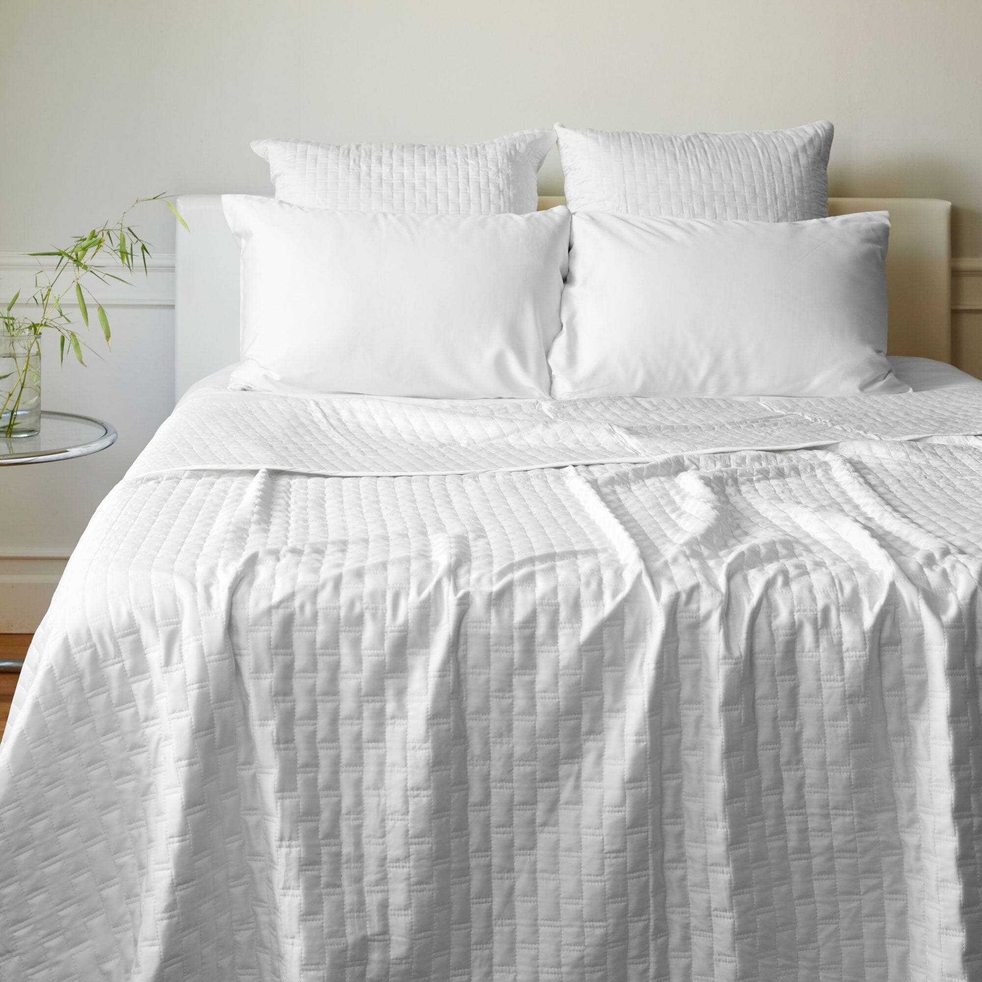 Alt View 1. BedVoyage - Luxury 100% viscose from Bamboo Quilted Brick Coverlet - White.