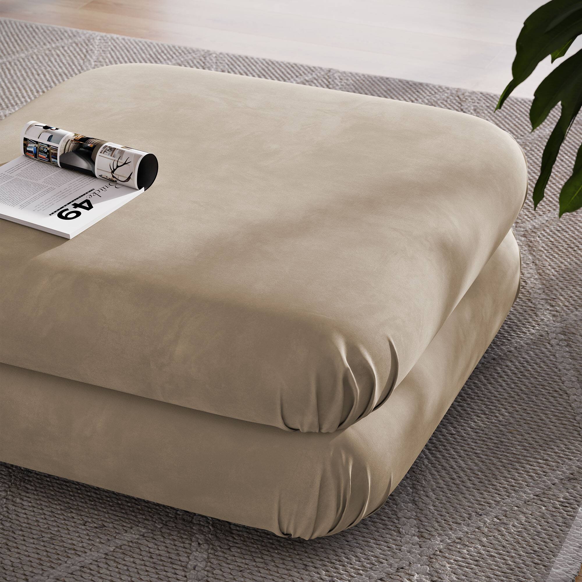 Alt View 2. Modway - Jubilee Modular Performance Velvet Ottoman by Modway - Taupe.