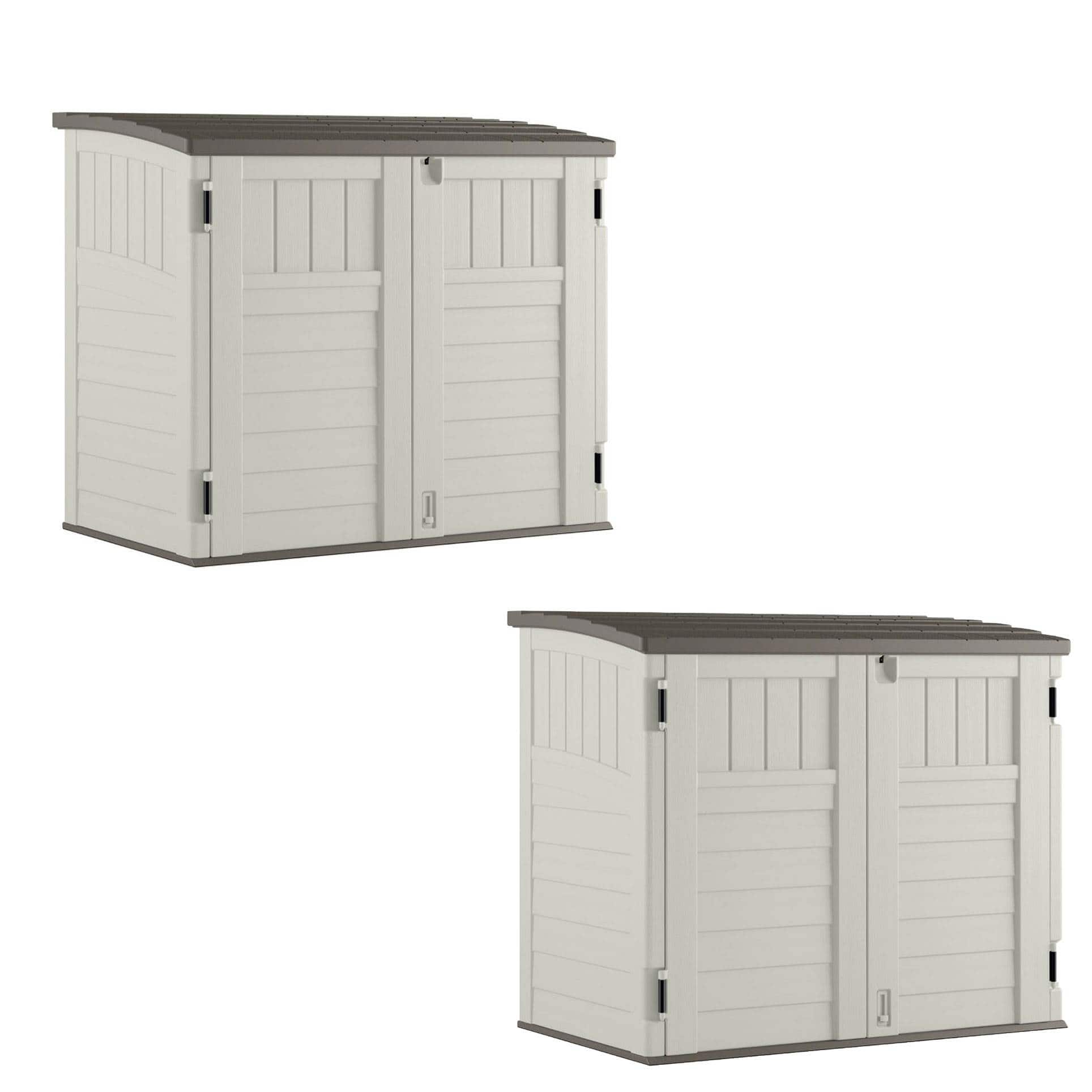 Suncast - 53 x 31.5 x 45.5" Resin Storage Shed w/ Reinforced Floor, Ivory (2 Pack) - Gray