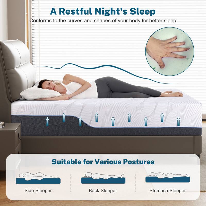 A Restful Night's Sleep  
Conforms to the curves and shapes of your body for better sleep  

Suitable for Various Postures  
Side Sleeper  
Back Sleeper  
Stomach Sleeper