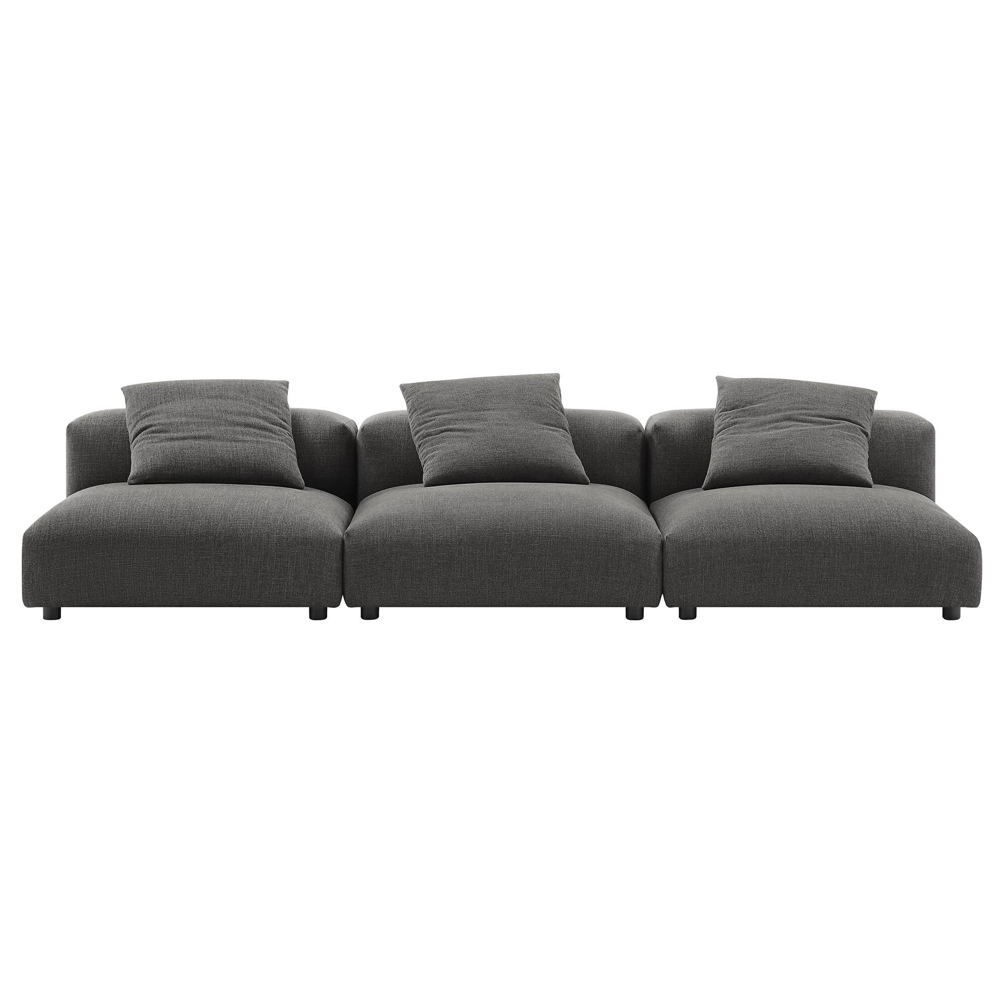 Alt View 1. Modway - Solace 3-Piece Modular Upholstered Fabric Sofa by Modway - Gray.