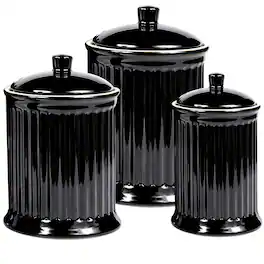 Omniware - Simsbury Canisters, Set of 3 - Black