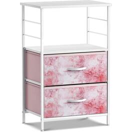 Sorbus - Nightstand Dresser with 2 Faux Wood Drawers, Bedside Table Chest with Storage, Bedroom, & Dorm Furniture - Pink Tie-Dye