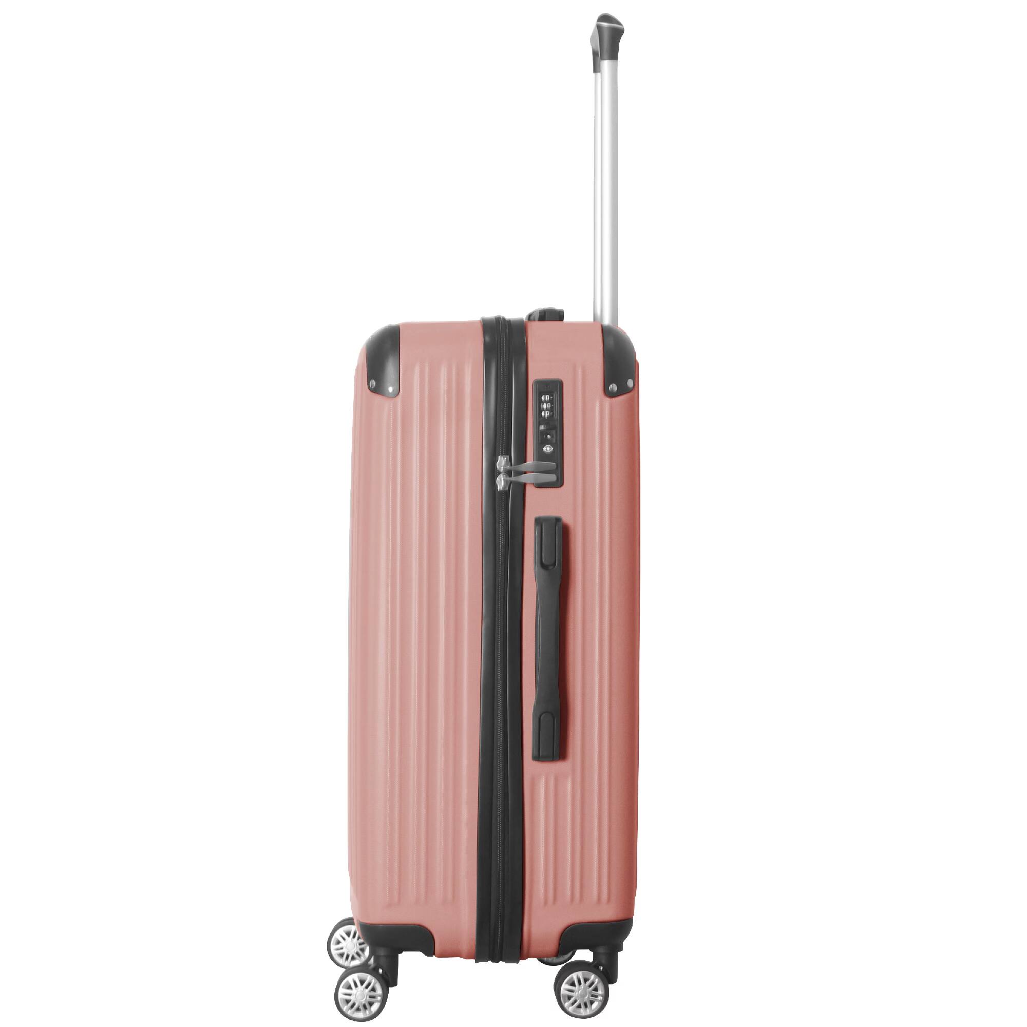 Alt View 7. Bestier - 3-Piece ABS Hardshell Luggage Set (20”/24”/26”) with Spinner Wheels, TSA Lock & Telescopic Handle - Dusty Rose Pink.
