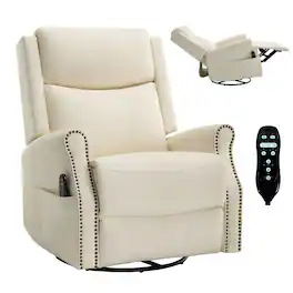 Boyel Living - Manual Swivel Rocker Recliner with Heat and 8-Point Massage - Beige