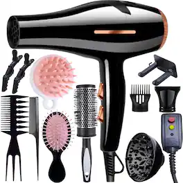 Morfone - Hair Drying Set with Air Blower and Hair Clamps - Hair Dryer. Quickly dries hair - Compact and portable.