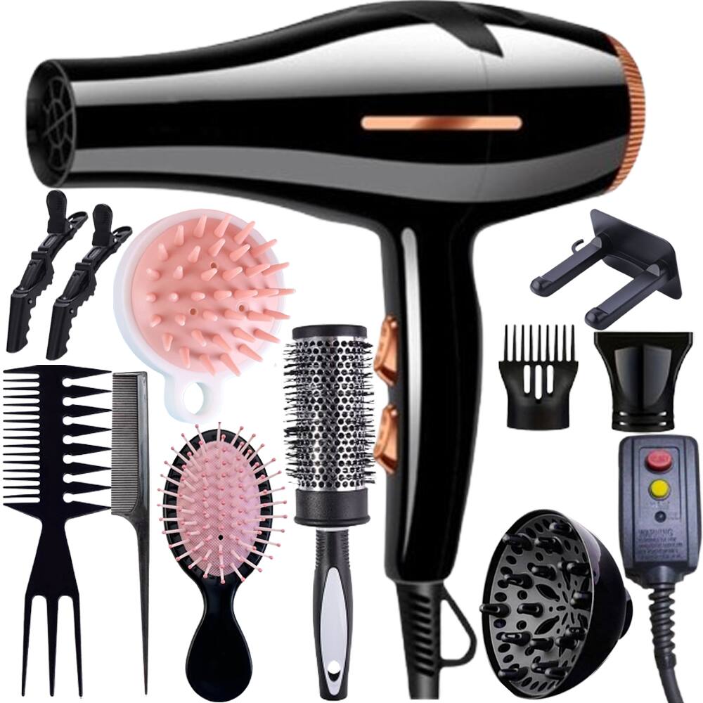 Front. Morfone - Hair Drying Set with Air Blower and Hair Clamps - Hair Dryer. Quickly dries hair - Compact and portable..