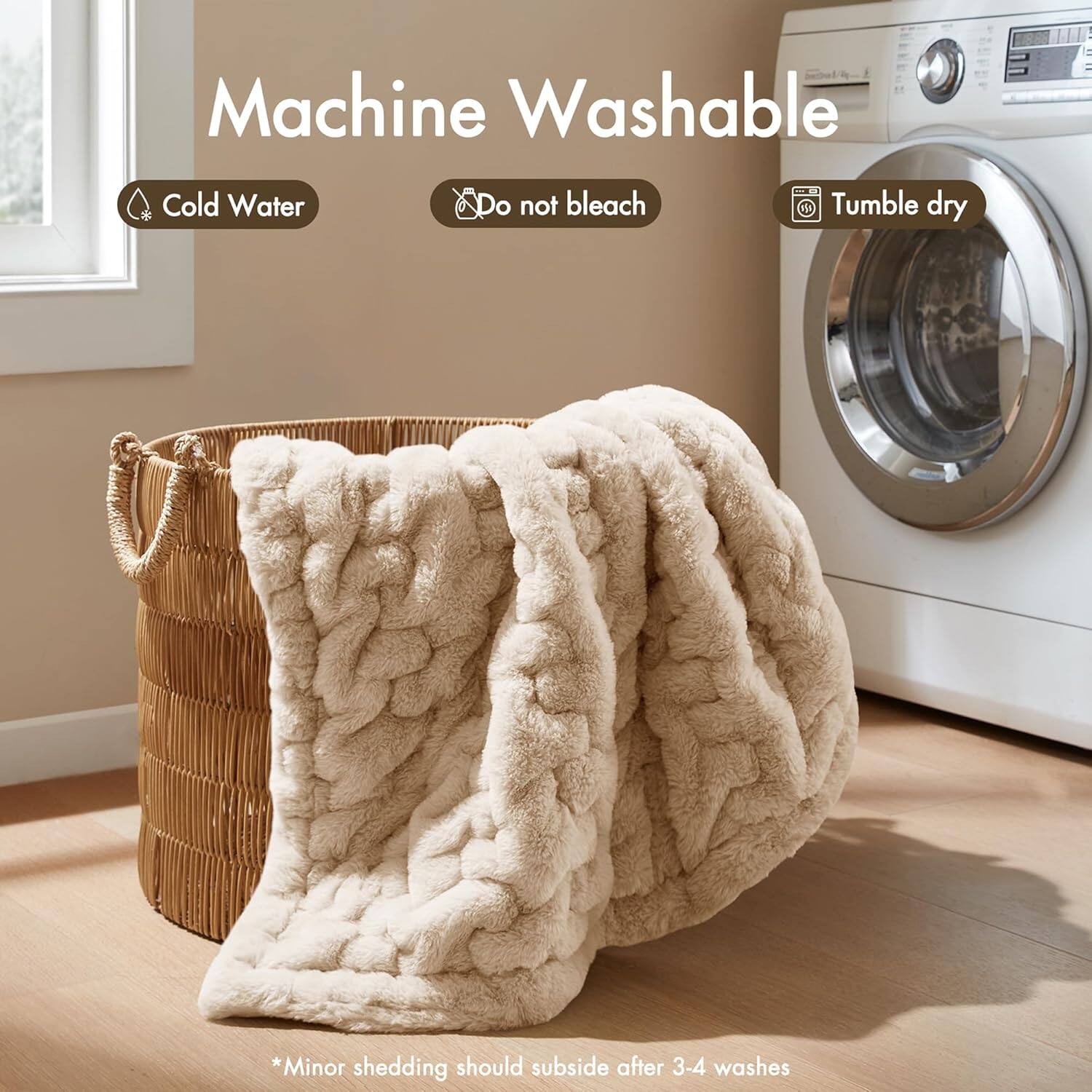 Machine Washable  
- Cold Water  
- Do not bleach  
- Tumble dry  

*Minor shedding should subside after 3-4 washes
