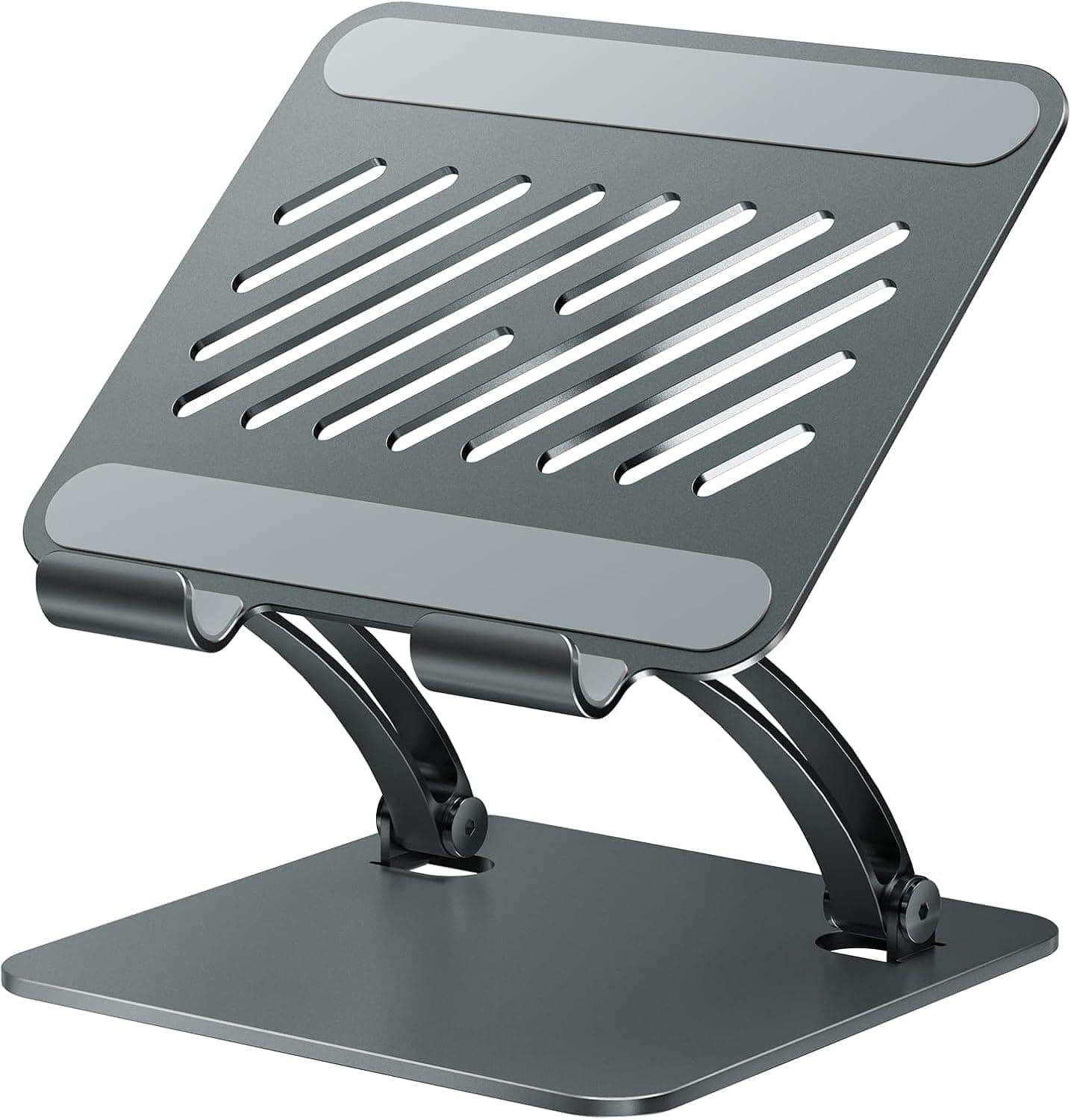 FINEAK - Dual Rod Aluminum Tablet Stand, Adjustable 4.7-16.9" Holder for iPad, Surface & Portable Monitor - Gray