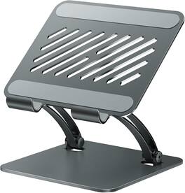 FINEAK - Dual Rod Aluminum Tablet Stand, Adjustable 4.7-16.9" Holder for iPad, Surface & Portable Monitor - Gray